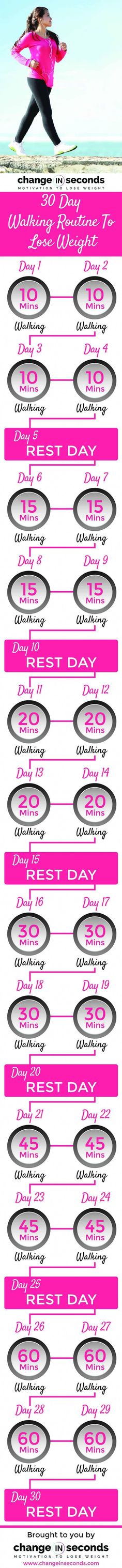 30 Day Walking Routine To Lose Weight With FREE PDF. In Just 30 Days You Will See Results From Weight Loss To A Bad Ass Toned Body! Get The Workout Today! Walking Routine, Toned Body, 30 Day, Walking, Lost, Pins