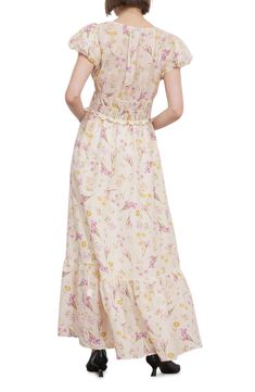 Charm endlessly in this enchanting floral-print maxi designed with puff sleeves and a shaping shirred waist. 51 1/2" length (size 4) Slips on over head V-neck Short sleeves Shirred waist Lined 43% viscose, 33% linen, 24% lyocell Dry clean or machine wash, line dry Imported Feminine Floral Print Puff Sleeve Maxi Dress, Feminine Floral Print Maxi Dress With Puff Sleeves, Casual Floral Print Maxi Dress With Puff Sleeves, Flowy Floral Print Maxi Dress With Puff Sleeves, Puff Sleeve Maxi Dress, Maxi Design, Floral Print Maxi, Maxi Dress With Sleeves, Nordstrom Dresses