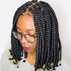 50 Fabulous Box Braids Protective Styles on Natural Hair with Full Guide for 2024 - Coils and Glory Box Braid Hair, Bob Braids Hairstyles, Short Box Braids Hairstyles, Short Box Braids