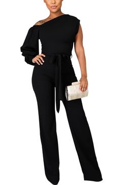 PRICES MAY VARY. Polyster and Spandex,Soft Stretch Breathable and Skin-friendly Warm Fabric,make you feel soft and stretchy,breathable,skin-friendly and comfortable. One piece outfits for women,Casual style,Lightweight,Loose fit,Solid color,One Shoulder Long Sleeve,With Belt. Casual Formal Jumpsuit,Perfect for cocktail party,club,wedding,Jogging,Vacation,Home,Dating Or Casual Daily Wear Etc.suitable for summer and fall. Machine and Hand Wash are both available,Please check size Information provi 50th Birthday Outfits For Women Guest, Holiday Pant Suits For Women, Black Attire Outfit Women, Semi Formal Black Outfits For Women, Anniversary Party Outfit Guest, Highschool Reunion Outfit, Black Jumpsuit Outfit Formal, Semi Formal Outfits For Women Wedding, Banquet Outfits For Women