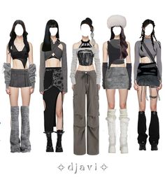 Kpop Women Outfits, Kcon Outfit Idea, Kpop Group Stage Outfits, Idol Concert Outfit, Outfit Performance Kpop, Acubi Concert Outfits, Kcon Concert Outfit, 5 Outfits Kpop, Korean Stage Outfits