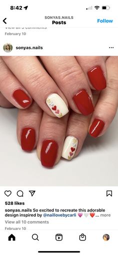 Multi Colored Valentines Nails, Disney Nails Valentines Day, Winter Nails Valentines, February Nails Short Square, Gel Nails February, Nail Ideas For Valentines Day Simple, Short Acrylic Nails Round Valentines Day, Simple Valentine's Nails, Valentines Day Manicure