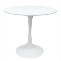 a white table with an oval base on a white background, it is isolated from the side