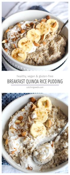 two bowls filled with oatmeal and bananas