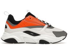 Dior B22 Sneakers in White/Orange/Grey Men Dior, Orange Grey, Adidas Yeezy, Jordan Retro, Saucony Sneaker, Air Max Sneakers, Luxury Watches, Trading Cards