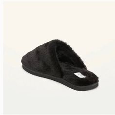 Brand New Fur Mule Black Old Navy Slippers For Woman Old Navy Slippers, Fur Mules, Mule Heel, Navy Heels, Black Strap Heels, Black Clogs, Navy Sneakers, Slippers For Women, Suede Mules