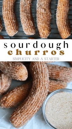 sourdough churros on a cooling rack with powdered sugar next to them