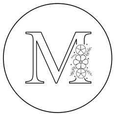 the letter m is made up of grapes and leaves in a circle with an initial