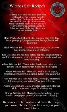 Witch Salt Uses, Black Salt Witchcraft Recipe, How To Make Red Salt Witchcraft, Witches Black Salt Recipe, Witch Salt Recipes, Red Salt Recipe Witchcraft, Red Salt Witchcraft, Witchcraft Salt, Witch Salt