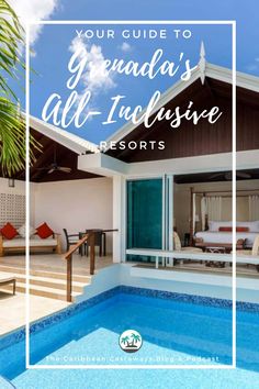 a pool with the words your guide to granda's all - inclusive resort