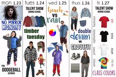 the poster shows different types of clothing for men and women, including t - shirts