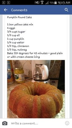 a bundt cake sitting on top of a counter