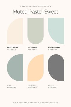 Muted, Pastel and Sweet Colour Palette for your Brand or Squarespace Website Yoga Branding Design, Green Palette, Nature Color Palette, Earthy Color Palette, Muted Color Palette, Pastel Colour Palette, Pastel Palette