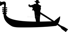 the silhouette of a man standing on top of a boat with an oar in his hand