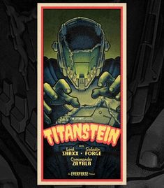 a movie poster for the film titan, with hands holding a robot's head