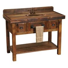 Barnwood Open Vanity With Drawers Open Vanity, Wooden Sink, Lodge Furniture, Shelf Vanity, Primitive Bathrooms, Rustic Bathroom Vanities, Bathroom Vanity Base, Rustic Bathrooms, Vanity Base