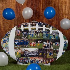 an image of a football with balloons and confetti