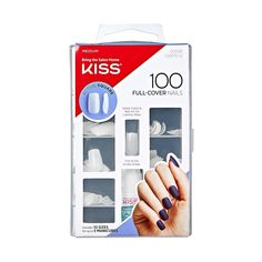 KISS Full Cover Nails are natural-looking, durable, easy to remove & #1 choice by professionals. Nail glue (included) bonds nails to your natural nails, sets in seconds, and holds nails securely in place until you take them off. Super convenient, time saving, and value priced, 100-pc. KISS Full Cover Nails are ideal for nail technicians and DIY’ers. Customize your nails with KISS Jewel Accents or any nail stickers or design your own nail art using nail polish or nail paint. Kiss Nail Kit, Cover Nails, Kiss Products, Nail Tip Designs, Plain Nails, Acrylic Nail Set, Kiss Nails, Shaped Nails, Footie Pajamas