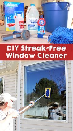 a man is using a window cleaner to clean the windows