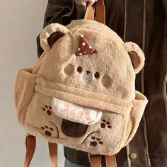 Sweet Plush Brown Bear Backpack Cute Kawaii Style Standard Backpack, Cute Kawaii Backpack For School, Cute School Backpack With Animal Design, Kawaii Backpack For Everyday Use, Kawaii Backpack With Cute Design For Daily Use, Kawaii Backpack With Cute Design For School, Kawaii Backpack For Daily Use With Cute Design, Kawaii Backpack With Cute Design For Students, Kawaii Style Cute Backpack For Daily Use