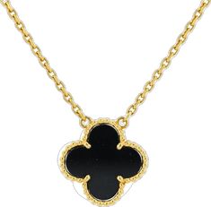 18K Yellow Gold Van Cleef & Arpels Black Onyx Alhambra Necklace Luxury Black Necklace For Formal Occasions, Black Luxury Necklace For Evening, Luxury Black Necklace For Evening, Luxury Black Evening Necklace, Exquisite Black Formal Jewelry, Luxury Yellow Gold Necklaces With Black Enamel, Luxury Onyx Pendant Necklace, Formal Black Enamel Pendant Necklace, Elegant Black Enamel Pendant Necklace