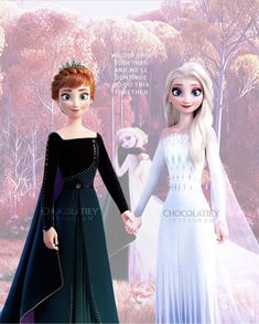 an image of two frozen princesses holding hands