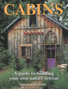 a book cover with an image of a wooden cabin in the middle of flowers and trees