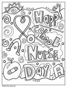 happy nurses day coloring page with the words happy nurses and nurse's appreciation on it