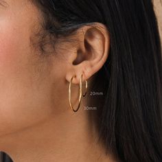 L A R G E ∙ T H I N ∙ H O O P S * Material: High Quality Solid 925 Sterling Silver * Finish: Sterling Silver ∙ 18K Gold * Featuring 30mm Thin Endless Hoop Earrings. H O W ∙ T O ∙ O R D E R * Select your finish in the drop down menu. Design is available in 2 colors: 18k Gold and Sterling Silver. O T H E R ∙ I N F O R M A T I O N * All items are nicely packaged ready to gift in elegant jewelry boxes. * If you can't find the information you need or need some advice for your design? Feel free to con Circle Jewelry, Simple Hoop Earrings, Gold Filled Hoops, Large Hoop Earrings, Hypoallergenic Earrings, Menu Design, Gold Hoops, Jewelry Boxes, Perfect Gift For Her