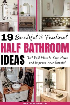 bathroom decor with the title 19 beautiful and functional half bathroom ideas that will elevate your home and improve your guests