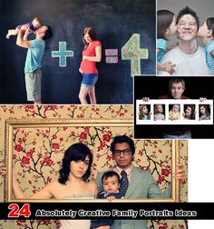 a collage of family portraits with the caption 24 absolutely creative family portrait ideas