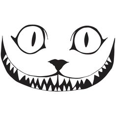 a black and white drawing of a cat's face with fangs on its teeth