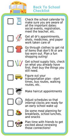 the back to school checklist is shown