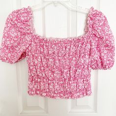 Shein Pink Floral Puff Sleeve Crop Top. Smocked Elastic. Square Neckline. Size Medium. Nwot. Pair With A Short Skirt And Doc Martens For A Soft Grunge Look. *Pit To Pit - 14" *Length - 15" Clueless 90's Y2k Floral Cottagecore Feminine Stretch Puff Sleeve Top For Summer, Pink Stretch Puff Sleeve Top, Summer Cotton Puff Sleeve Top With Floral Print, Feminine Puff Sleeve Top With Smocked Back For Spring, Trendy Puff Sleeve Top With Smocked Back For Spring, Feminine Cotton Puff Sleeve Top With Smocked Bodice, Feminine Ruched Puff Sleeve Top For Brunch, Trendy Smocked Bodice Puff Sleeve Top For Day Out, Fitted Floral Print Cotton Smocked Top