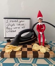 an elf with a black iron and some chips