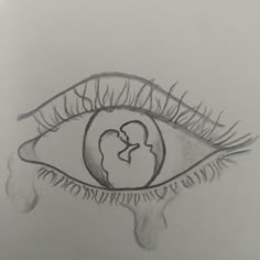 a drawing of an eye with a baby in it