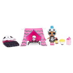 littlest pet shop playset with doll and accessories, including a tent for dogs