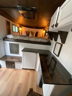 the kitchen is clean and ready to be used as a living area in a mobile home