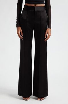 Black Satin Pants, High Waist Wide Leg Pants, Satin Pants, Mommy Style, Alice And Olivia, Alice Olivia, Black Satin, Bottoms Pants, Leg Pants