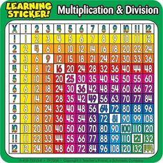 the learning sticker multiplication and division chart