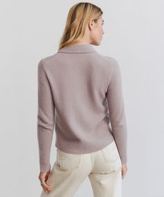 Murphy Cardigan Mauve This ultra-soft and buttoned-up knit combines comfort with luxury effortlessly. 80% cashmere, 18% polyamide, 2% elastane. Made in China. Classic, fitted sweater with collar. | Jenni Kayne Women's Murphy Cardigan Sweater Size Small Sweater With Collar, Jenni Kayne, Collar Sweater, Fitted Sweater, Cardigan Sweater, Made In China, Sweater Cardigan, Sweaters & Cardigans, Sweater Sizes