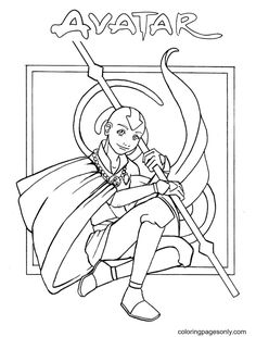 the avatar from avatar coloring pages for kids to print out and color on their own