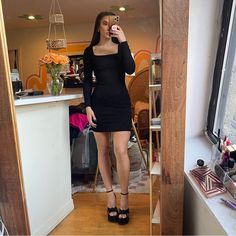 Never Worn, Tags Not Attached. Perfect Lbd! Ribbed Material. Fitted Black Bodycon Dress For Brunch, Black Bodycon Dress With Square Neck For Date Night, Black Square Neck Bodycon Dress For Date Night, Black Bodycon Mini Dress For Brunch, Black Square Neck Bodycon Dress For Night Out, Square Neck Mini Dress, Square Neck, Dresser, Mini Dress