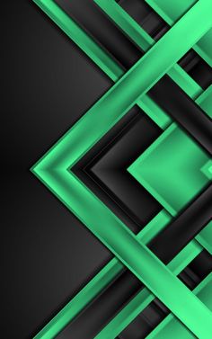 an abstract black and green background with intersecting lines in the shape of rectangles