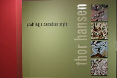 a green wall with four paintings on it and the words crafting a canadian style