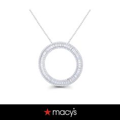 in stock Baguette Diamond Round Pendant Jewelry Gift, Gift Necklaces With Baguette Diamonds, Round Baguette Diamonds Jewelry For Gifts, Open Circle Necklace, Circle Necklace, Circle Design, Jewelry Rings Engagement, Beauty Gift, Earring Necklace