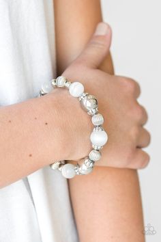 Paparazzi Accessories-Once Upon A MARITIME - White Bracelet Paparazzi Jewelry Images, Paparazzi Accessories Jewelry, White Bracelet, Box Accessories, White Bracelets, Paparazzi Accessories, Stretchy Bracelets, Chic Jewelry, Paparazzi Jewelry