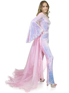 Marc Defang 8004 Sequin Bell Sleeve Pageant Jumpsuit Overskirt Fun Fashion Price is inclusive of overskirt Fully beaded jumpsuit Single off shoulder Bell sleeve Crystalized shoulder strap Option of matching overskirt Knitted inner comfort lining Available Sizes: 00-16 Available Colors: Baby Pink, Light Purple (Lilac) Spring Fitted Floor-length Jumpsuits And Rompers, Full Length Spring Party Jumpsuits And Rompers, Fitted Floor-length Jumpsuits For Party Season, Floor-length Fitted Jumpsuits And Rompers For Party Season, Fitted Floor-length Jumpsuits And Rompers For Party Season, Pink Sequined Jumpsuits And Rompers For Party Season, Pink Stretch Jumpsuits And Rompers For Evening, Off-shoulder Stretch Jumpsuits And Rompers For Party, Stretch Off-shoulder Jumpsuit For Party