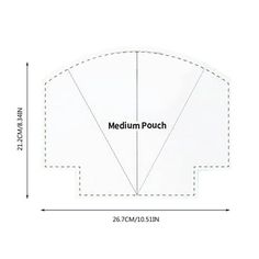 the width of a medium sized pouch is shown with measurements for each item in it