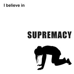 i believe in supermeacy poster with woman doing push ups on her knees and the words, i believe in